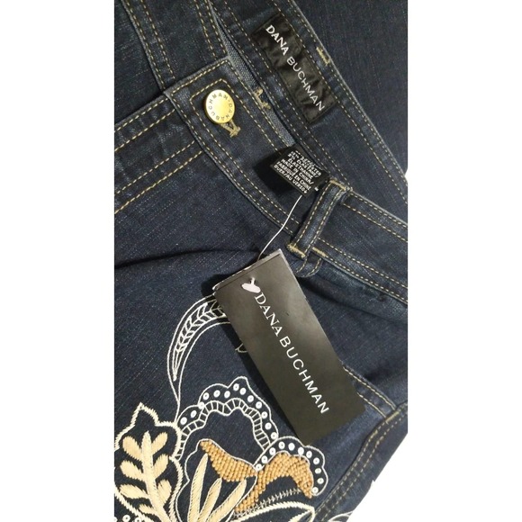 Dana Buchman Floral Embroidery Boot Cut Jeans Size 8 NWT - Picture 11 of 14